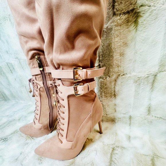 So Me Blush Pink Over The Knee 4.5" Stiletto Heel Boot - Picture 4 of 8